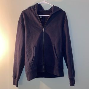 GAP Blue Zip Up Hoodie Hooded Sweatshirt Lightweight Distressed